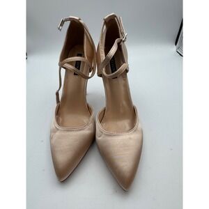 ERIJUNOR Womens Satin Pointed Toe D'Orsay Ankle Strap Pumps Champagne 2264-11-10